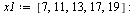 `:=`(x1, [7, 11, 13, 17, 19]); -1